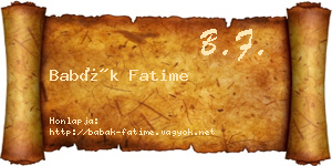 Babák Fatime névjegykártya